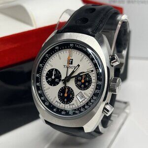 Tissot Heritage 1973 GTS 43mm Steel Panda Chronograph T1244271603100 Box Papers